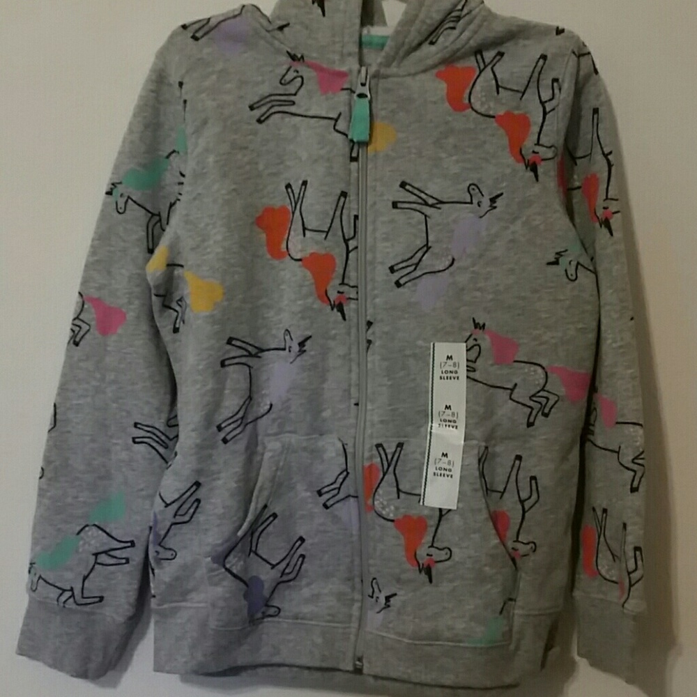 Cat & Jack Hooded Sweatshirt Rainbow Unicorns